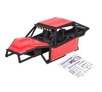 HAUTFENM 1/18 RC Crawler Car Nylon Rock Tarantula Buggy Body Shell Chassis With Roof Light Upgrade Parts Compatible With Various 1 18 Scale Crawler Models(Red)