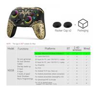 HAUTFENM S08 Switch Pro Wireless Bluetooth Gamepad Black Somatosensory Vibration One-click Wake Game Compatible With Most Devices(S08gold)