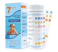 hautllaif 100 Strips Hot Tub Test Strips,7-in-1 Spa & Pool Test Strips,Swimming Pool Test Kit for pH,Total Chlorine,Total Alkalinity,Hardness,Free Chlorine,Bromine,Cyanurlc Acid