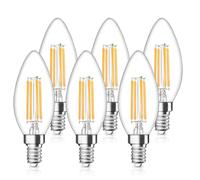 hautllaif 6 Pack E14 LED Candle Bulb,SES Small Screw Vintage Edison Bulb, 4W Equivalent 40W, Warm White 2700K,C35 Clear Filament Light Bulb,Non-Dimmable