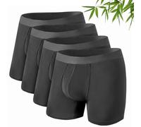 hautllaif Bamboo Boxers Mens 4 Pack, Long Leg Boxer Shorts | Mens Boxers Shorts Multipack with 95% Bamboo Fibre,Open Fly, 3D Pouch,Breathable Fabric,No Ride Up & 4 Way Stretch