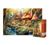 hautllaif Jigsaw Puzzles for Adults 1000,Puzzles for Adults Relaxation Activity, Challenging Game for The Whole for Women,Gifts for Men,Theme:Happy Mushroom Village