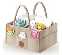 hautllaif Nappy Caddy,Portable Baby Caddy with Long Handles & Removable Dividers,Multi-Purpose Diaper Caddy and Baby Basket for Nursery,Essentials Nappy Bin Nursery Diaper Organizer