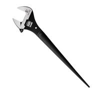 HAUTMEC 10inch Adjustable Spud Wrench, Wide Jaw Up to 1-3/16"(30mm), Adjustable Spud Spanner with Tail Pry Bar Features, Black Oxide Finish, Forged CR-V Steel Metric & SAE Scales with Tether Hole