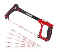 HAUTMEC 12" Fast Tension Hacksaw with Extra 5 HSS Blades, Heavy-Duty Aluminum Frame, Quick-Change Tension, Blade Storage, Pro Hack Saw with Dual Cutting Angles for Metal, PVC, Wood - HTHSH25034