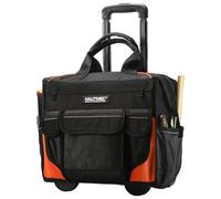 HAUTMEC 14.5" Rolling Tool Bag on Wheels, Heavy-Duty Tool Bag with High-Density Oxford Fabric, Oversized Off-Road Wheels, Wide-Mouth Design, 25-Pocket, Double Zipper & Telescoping Handle - HT0353