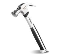HAUTMEC 16 oz Claw Hammer, Drop Forged Claw Hammers with Magnetic Nail Holder and Firberglass Handle, Curved Jaw of Nail Puller, Smooth Face, HTMAM25003-UK