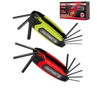 HAUTMEC 17PCS Folding Allen Wrench Set, Compact SAE & Metric Hex Key Set, Color-Coded Non-Slip Grip Allen Key Set, Heated Treated CR-V Steel Hex Wrench Sets, for Bike, Motorcycle & Machinery Repair