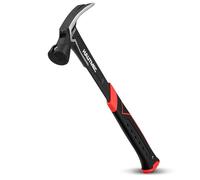 HAUTMEC 20 oz. One Piece Forged Framing Hammer with Straight Rip Claw Hammer, Milled Face, Shock-Absorbing Grip, with Magnetic Nail Holder, HT0371-HM