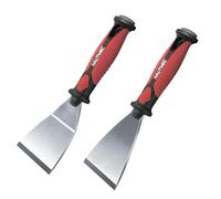 HAUTMEC 2pc Paint Scraper, 2.5 in Staight and 3 in Offset Scrapers, Heavy Duty Stainless Steel Blade and Hammer End, for Removing Wallpaper, Applying Putty, Plaster, Cement, Adhesive HT0061-PT