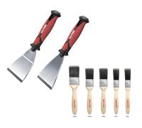 HAUTMEC 2pc Paint Scraper and Paint Brush Set 5PC