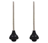 HAUTMEC 2PCS Rubber Toilet Plunger for Bathroom Sink Plunger Toilet Unblocker with 150mm (Dia) Plungers and 450mm Wood Handle for Bathroom Sink Drain Kitchen