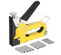 HAUTMEC 3-in-1 Heavy Duty Staple Gun Kit - Chromed Steel Upholstery Stapler with 600 Staples, Quick-Jam Clear, Adjustable Driving Force & Rapid Loading - HT0430