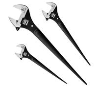 HAUTMEC 3 PCS Adjustable Spud Wrench Set, 10"&12"&16" Adjustable Spud Spanner Set with Tail Pry Bar Features, Black Oxide Finish, Forged CR-V Steel Metric & SAE Scales with Tether Hole HTASM25019