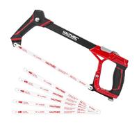 HAUTMEC 300mm Fast Tension Hacksaw with Extra 5 HSS Blades, Heavy-Duty Aluminum Frame, Quick-Change Tension, Blade Storage, Expert Hack Saw with Dual Cutting Angles for Metal, PVC, Wood - HTHSH25034