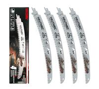 HAUTMEC 300mm Japanese Teeth Reciprocating Saw Blades 4 Pack, Cr-V Arc Edge Blades with 6TPI Harden Teeth, Medium Cut for for Tree Trimming, Wood, PVC Pipe Cutting - HTRSH25046