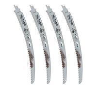 HAUTMEC 380mm Japanese Teeth Reciprocating Saw Blades 4PCS, Arc Edge Wood Pruning Saw Blades with 6TPI Triple-Ground Teeth, Heat-Treated CRV Blades & Low-Friction Coatings for Fast Cutting, HTRSH25045