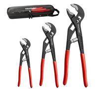 HAUTMEC 3PCS Water Pump Pliers Set, Auto Adjusting Tongue and Groove Joint Pliers Tool Set, One-Hand Spring-Loaded Design, CRV Steel V-Jaw with Comfort Grip, 180mm & 250mm & 300mm for Plumbing