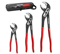 HAUTMEC 3PCS Water Pump Pliers Set, Fast Adjustable Tongue and Groove Joint Pliers Tool Set, Self-Locking Groove, CRV Steel V-Jaw & Comfort Grip, Wider Opening, 180mm & 250mm & 300mm for Plumbing