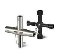 HAUTMEC 4 Way Sillcock Water Key Set 2 PCS, Universal Cross Water Spigot Key, Zinc Alloy Multi-Function Utility Key for Silcock Key 4 Way Faucets Valves Spigots, HT0438-WK