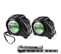 HAUTMEC 5m/16FT Auto-Lock Tape Measure - Dual Metric & Imperial Scale, Nylon Coated, Heavy Duty Retractable Measuring Tape - for Construction, Carpentry, Contractors, Engineers, DIY HT0100-2PC