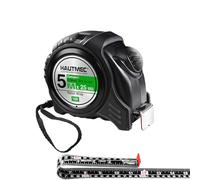 HAUTMEC 5m/16ft Auto-Lock Tape Measure with Dual Metric & Imperial Scale, Nylon Coated, Heavy Duty Retractable Measuring Tape for Construction, Carpentry, Contractors, Engineers HT0100-TM