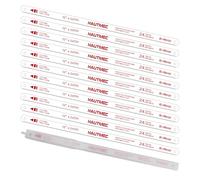 HAUTMEC Bi-Metal Hacksaw Blades 300mm, 10-Pack 24 TPI Replacement Blades with High-Speed Steel Teeth & Shatter Resistant Spring Steel Back, Pro Metal Cutting Blades for 12" Hack Saw Frame - HT0017