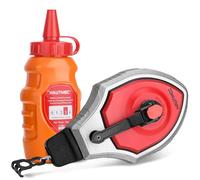 HAUTMEC Chalk Line, 30m/100ft Chalk Line Tool with Chlak Powder, 6:1 Gear Ratio Reel, Chalk Box for Carpenters and Builders, HT0358