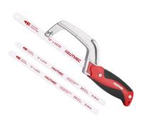 HAUTMEC Compact Hacksaw, 250mm Junior Hacksaw with Bi-Metal HSS Blade, Lightweight Aluminium Frame, Small Hand Saw for Cutting Metal, Plastic, PVC & Wood, Ideal for Tight Spaces - HT0355