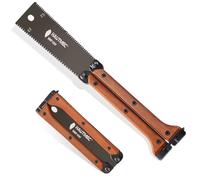 HAUTMEC Folding Japanese Pull Saw, 150mm Hand Saw with Double-Edged SK5 Blade (12/17 TPI), Beech Wood Handle & Storage Pouch - Compact Flush Cut Handsaw for Woodworking & Precision Cuts - HT0446