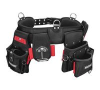 HAUTMEC Heavyweight 4-in-1 Tool Belt, Enhanced 1680D Work Tool Belt with 37 Pockets & Holders, Leather Pouches, Drill Holster, Padded Lumbar Support, Fits 35"-50" Waist (HT0409)