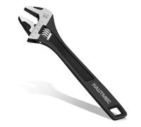 HAUTMEC Large Adjustable Spanner Wrench 300mm(12in) Adjustable Wrench Wide Jaw Black Oxide Wrenches Drop-Forged CR-V Steel Metric & SAE Scales Perfect for Home Garage Workshop and DIY HT0375