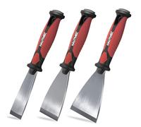 HAUTMEC Paint Scraper Set 3 Pcs, 1.25",2",3" Wallpaper Scraper Heavy Duty Stainless Steel Blade Putty Knife, Hammer End and Full Tang Design for Removing Wallpaper,Plaster, Cement HT0062