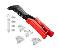 HAUTMEC Pop Rivet Gun Kit with 120Pcs Rivets, Heavy Duty Hand Riveter Tool with 3-Jaw Chuck Design (Anti-Slip & Anti-Jam) & 4 Interchangeable Heads, Pro Rivet Gun Kit for Metal, Aluminum, Steel
