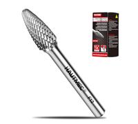 HAUTMEC Premium Tungsten Carbide Rotary Burr with 1/4" Shank, 12MM Conical Double Cut Rotary File, Expert Die Grinder Bits for Metal Carving, Grinding, Engraving & Deburring - HT0157