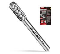 HAUTMEC Premium Tungsten Carbide Rotary Burr with 1/4" Shank, 8MM Cylindrical Ball Head Double Cut Rotary File, Expert Die Grinder Bits for Metal Carving, Grinding, Engraving & Deburring - HT0199