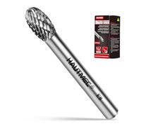 HAUTMEC Premium Tungsten Carbide Rotary Burr with 1/4" Shank, 8MM Oval Double Cut Rotary File, Expert Die Grinder Bits for Metal Carving, Grinding, Engraving & Deburring - HT0452
