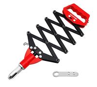 HAUTMEC Rivet Gun Heavy-Duty Press-Type 5-in-1 Labor Saving Pop Rivet Tool with Portable Wrench,Fast Single Pull Action Riveter for Metal HT0130