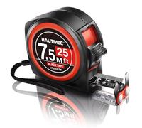 HAUTMEC Tape Measure 7.5m/25ft with Speed Control Finger Lock & Magnetic Hook Measuring Tape Imperial Inch Metric Scale with Both-Side Steel Blade for Contractors,Engineers,DIY&Woodworking HT0253-TM