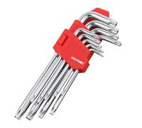 HAUTMEC Torx Allen Wrench Set, 9PCS Star Allen Key Set, T10-T50 Star Allan Wrench Sets, CR-V Steel, Drilled Tips for Tamper Resistant Fasteners, for Tightening or Loosening and Fixtures, HT0222-SS
