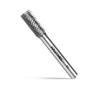 HAUTMEC Tungsten Carbide Rotary Burr Bit YG6, 1/4" Shank Double Cut Die Grinder Bit, Low Vibration Precision Rotary File for Metal Grinding, Engraving & Deburring (8MM Cylindrical Flat End), HT0197
