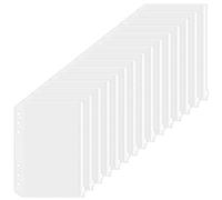 HAUTOCO 15PCS A5 Zipper Binder Punched Pockets, 6-Holes Clear Plastic Wallet Loose Leaf Bags Budget Binder Planner Insert for Cash Envelopes Bills Document Document Organizer