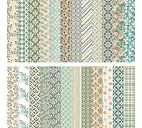 HAUTOCO 24 Sheets Scrapbook Paper 12 x 12'' Double-Sided Scrapbooking Cardstock, Boho Floral Pattern Decorative Paper for Junk Journal Supplies, Decoupage, Card Making, DIY Crafts & Photo Album