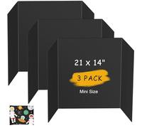 HAUTOCO 3Pcs Black Tri-Fold Display Board, 536 x 356 mm Small Presentation Board Foldable Poster Board, Lightweight Corrugated Cardboard Paperboard for Displaying Photos, Arts and Crafts Projects