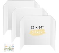 HAUTOCO 3Pcs Small Tri-Fold Display Board, 536 x 356 mm Presentation Foldable Poster Board, Lightweight Corrugated Cardboard for Displaying Photos, Arts and Crafts Projects, White