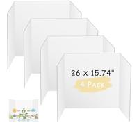 HAUTOCO 4Pcs Medium Tri-Fold Display Board, 666 x 400 mm Presentation Board Foldable Poster Board, Lightweight Corrugated Cardboard Paperboard for School Office Arts and Crafts Projects, White