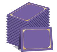 HAUTOCO 50 Packs Certificate Holders, Purple Diploma Holders, Document Award Covers Certificate Folders with Gold Foil Border for 8.5x11 Letter Size