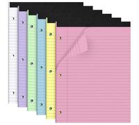 HAUTOCO 6 Pack 8.5 x 11 Legal Pads Colored Wide Ruled Notepads Perforated Writing Pads, 30 Sheets Per Notepad, 3-Hole Punched Paper, Writing Note Pads for School, Home, Office, Business