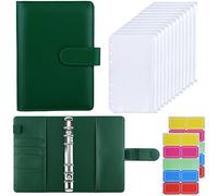 HAUTOCO A6 Budget Binder with Zipper Envelopes for Money Organiser, Budget Planner with Cash Envelopes, Money Saving Wallet for Budgeting, Cash Stuffing Wallet Binder with Binder Pockets. Fark Green