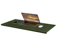 HAUTOCO Desk Mat with Edge Protector, Distressed PU Leather, 80x40cm Large | Steel Core, Waterproof, Non-Slip, Stitched Edges, Ergonomic, Dark Green Mouse Mat, Desk Protector & Blotter for Office Gaming